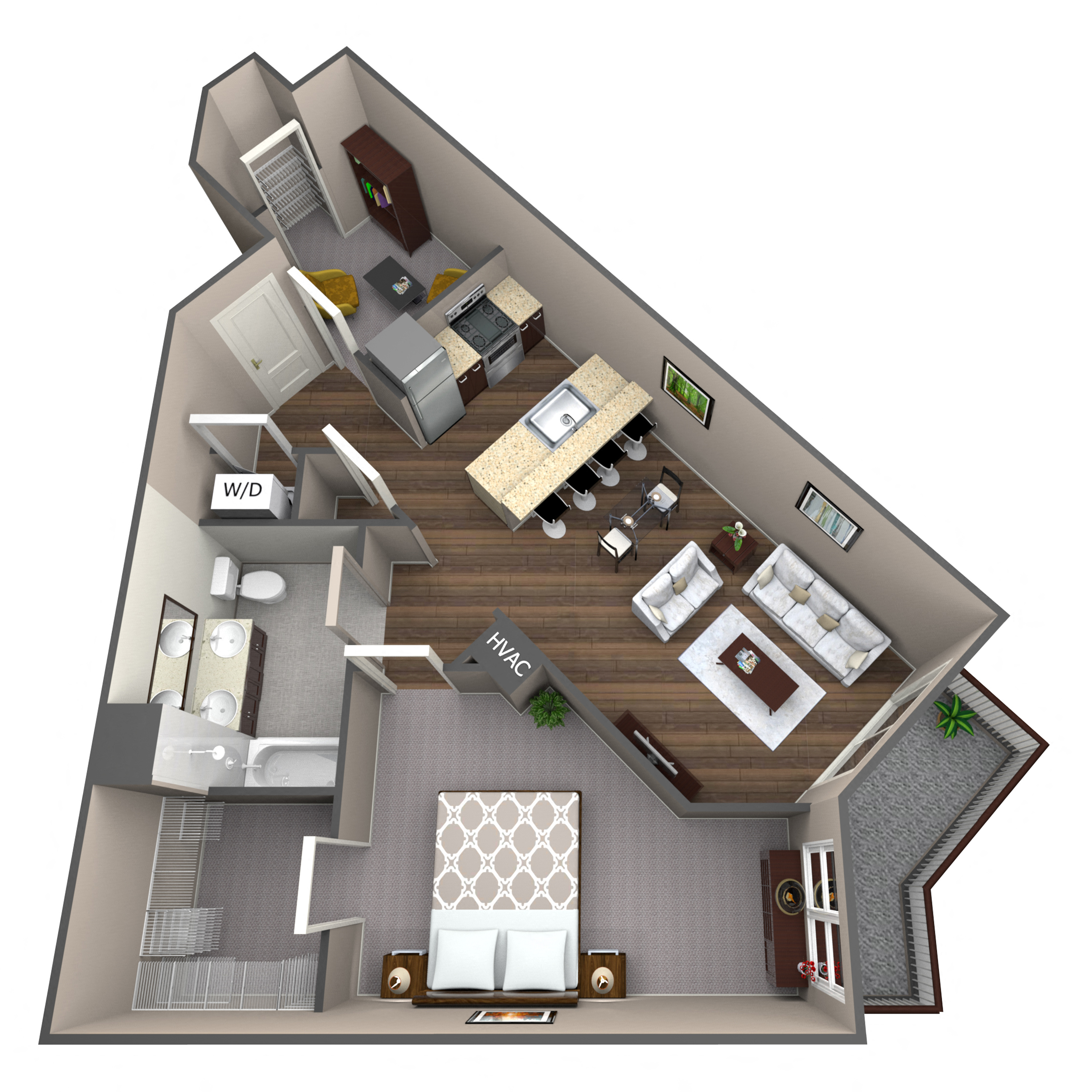 Floor plan for 1 bed, 1 bath, 901 sqft
